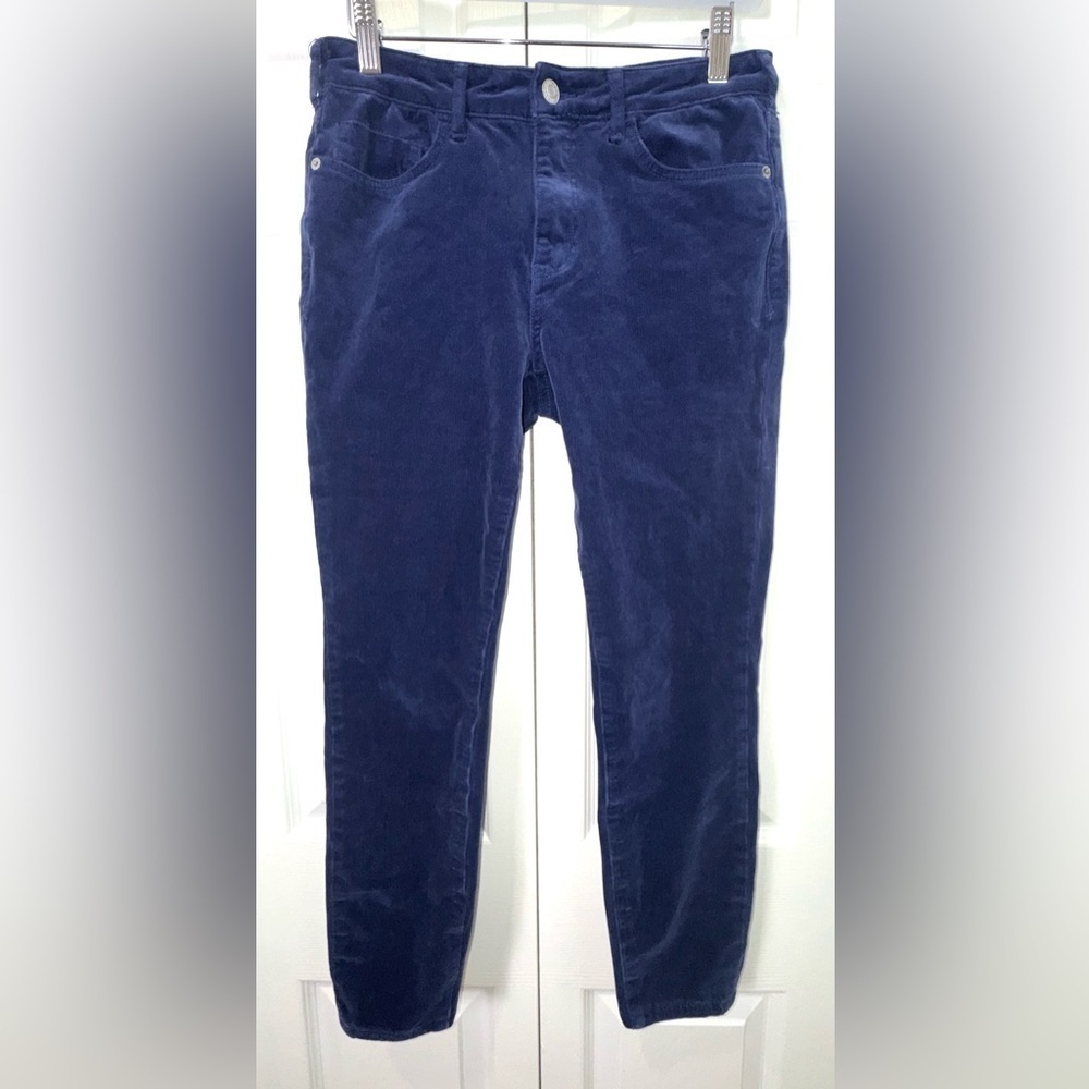Anthropologie Pilcro Pants Sz 27 Corduroy Dark Blue Skinny Leg High Rise